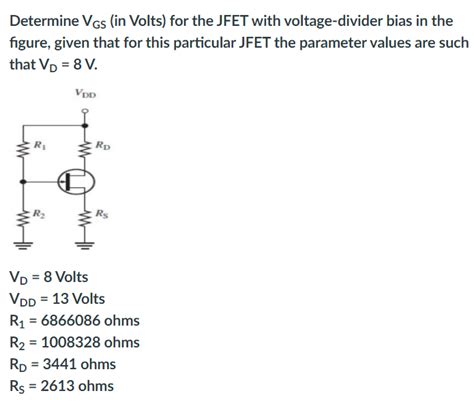 Answered Determine Vgs In Volts For The Jfet Bartleby