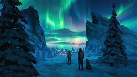 Aurora Borealis in the night sky Digital Art Wallpaper 4k HD ID:8457