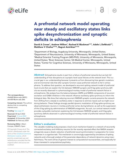 Pdf A Prefrontal Network Model Operating Near Steady And Oscillatory