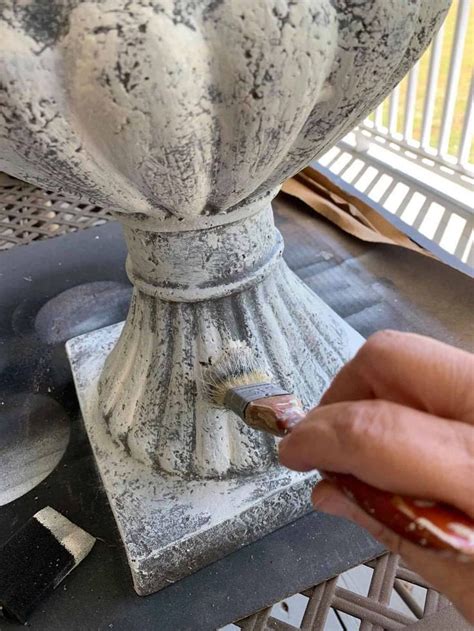 How To Make A Plastic Urn Look Like Aged Cement Diy Painted Vases