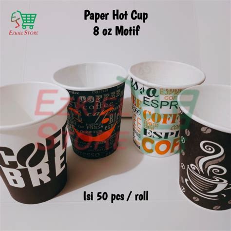 Jual Paper Hot Cup 8oz Motif Isi 50 Pcs Gelas Kopi Teh Shopee Indonesia
