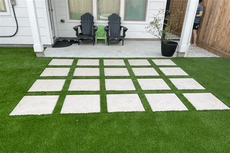 Ft X Ft Concrete Landscape Paver Patio With Artificial Grass