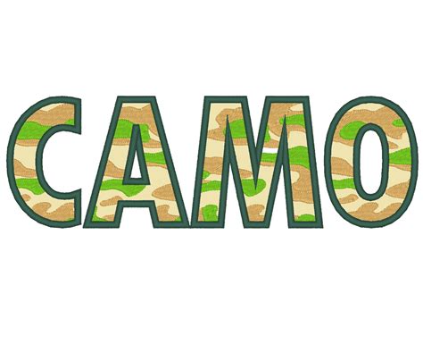 Camo Camouflage Font Machine Embroidery Applique Designs Cps Letters