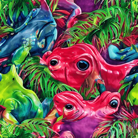 Vibrant Tropical Frog Plant Digital Pattern · Creative Fabrica