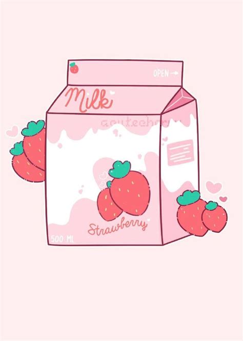 Cute Kawaii Strawberry Milk Box Cartoon Asian Product Off