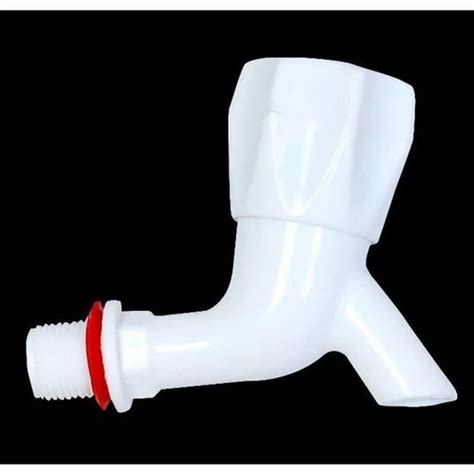 Plastic Round Wall Mounted White Bib Cock For Bathroom Fittings Size