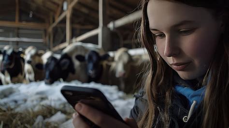 Female Farmer Manages Processes With A Tablet Pc Efficiently Running A