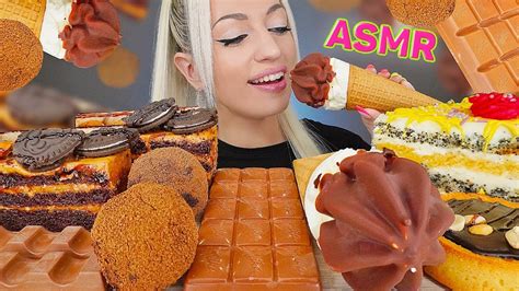 Asmr Eating Chocolate Milka Ice Cream Cake Kinder Dessert 초콜릿 디저트 Sweet Food Mukbang 먹방