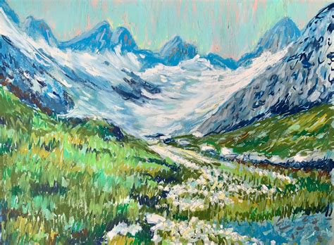 Schweizer Alpen Malerei Berg Frühling Kunst Original Gemälde Etsy