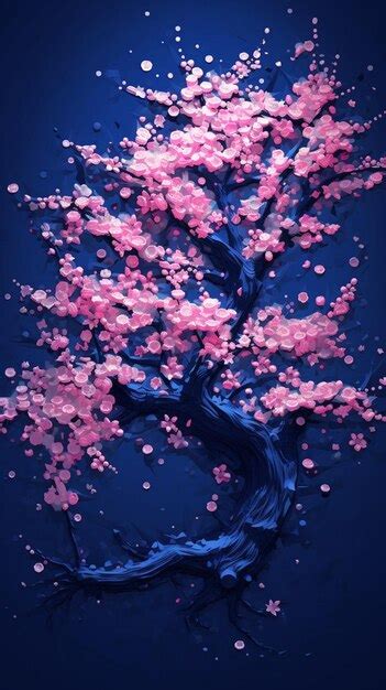 Premium AI Image | The pink cherry blossom tree is a painting by person.