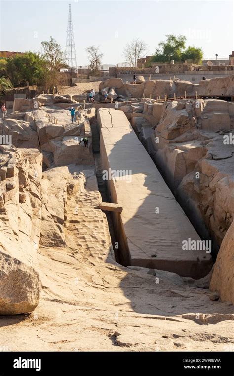 Unfinished Obelisk With Scoop Marks Rose Granite Quarry Aswan Egypt