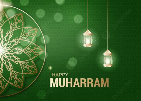 Feliz Muharram Islámico Año Nuevo Evento En Fondo Verde Ilustración