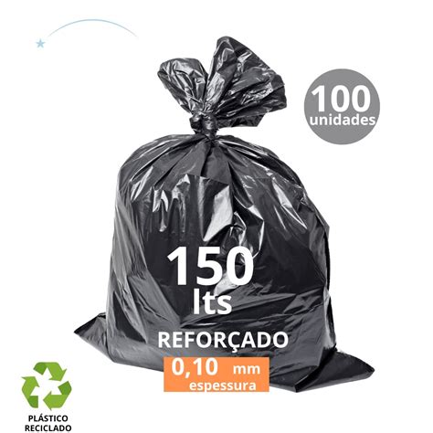 Saco De Lixo Litros Preto Refor Ado Unidades Purpurina