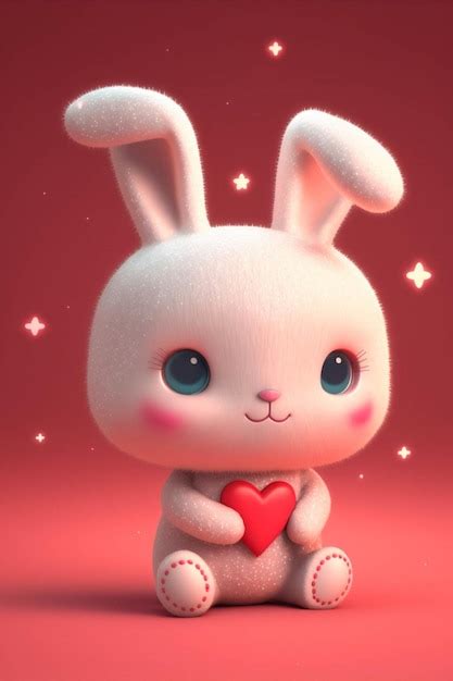 Premium Ai Image White Rabbit Holding A Red Heart In Its Paws