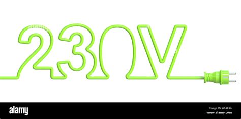 volt concept  green wire  plug  rendering stock photo alamy