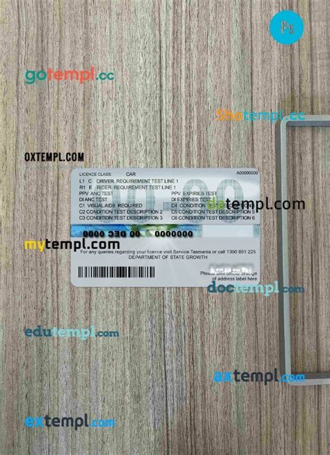 Australia Tasmania Driving License Editable Psd Files Scan Look And