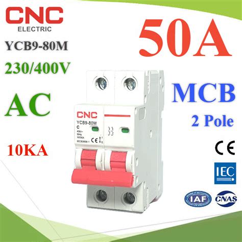 YCB9 80M AC MCB 50A 2Pole 10KA Miniature Circuit Breaker 230V 400V CNC