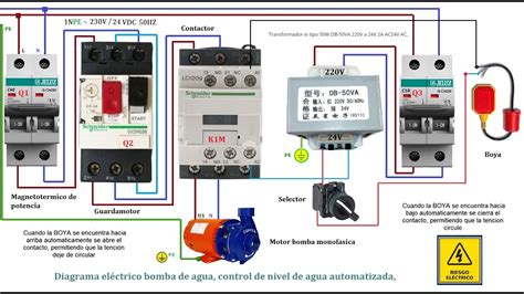 Diagrama eléctrico bomba de agua control de nivel para agua