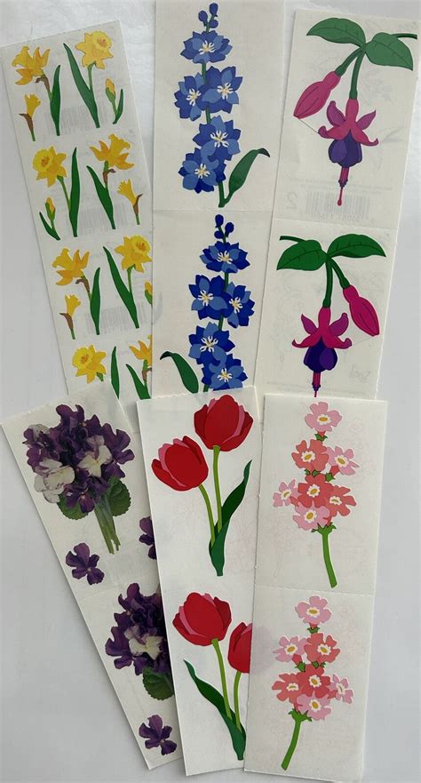 Mrs Grossmans Stickers Pretty Lot Of Vintage Flowers 6 Strips Rare