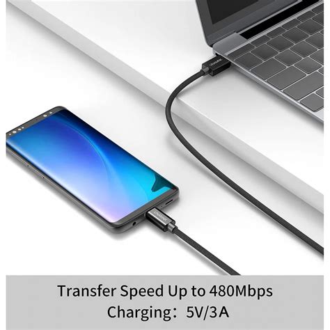 3 db Unamnk USB C 3 2A gyorstöltő kábel készlet fekete nylon fém 0 5