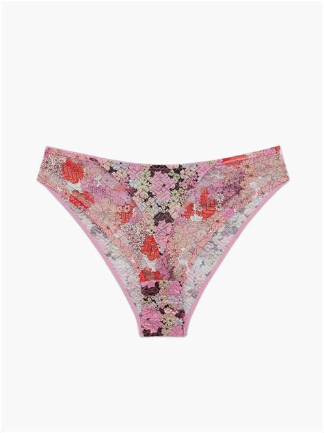 Penthouse Sweet Lace High Leg Bikini Panty In Multi And Pink Savage X Fenty