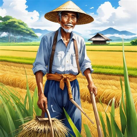 Premium Ai Image Illustration Portrait Of Indonesian Old Farmer