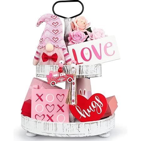 Amazon Valentine S Day Tiered Tray Decor Set Sunbona Valentines