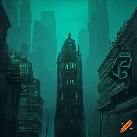 Neon Lit Dieselpunk Underwater Street In Bioshock Rapture On Craiyon