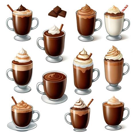 Hot Chocolate Vector Set White Background Isolated A High Premium AI Generated Vector