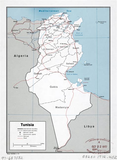 Large detailed political and administrative map of Tunisia with roads ...