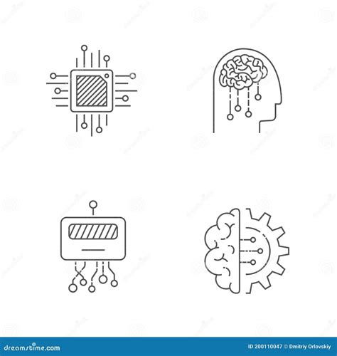 Conjunto De Iconos De Ai Iconos De Inteligencia Artificial Trazo