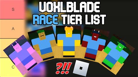 Voxlblade Best Race Tier List Roblox Tier List Youtube