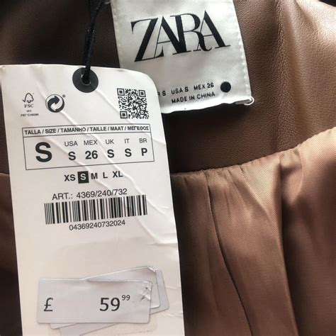 Zara Camel Brown Leather Trench Jacket Size Small Depop