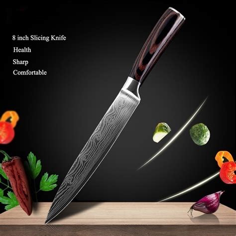 Kepeak 8 Inch Kitchen Knives Laser Damascus Pattern Chef Knife Sharp