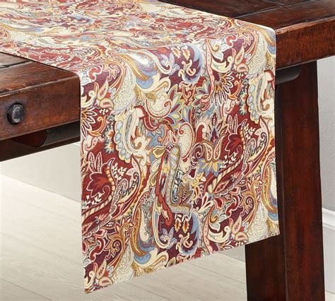 Jacqueline Paisley Cotton Linen Table Runner Pottery Barn