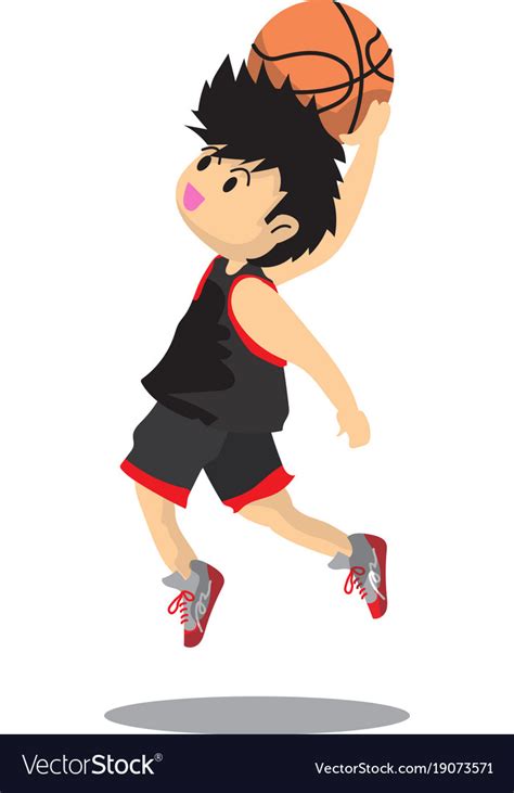 Boy air slam basketball character design cartoon Vector Image