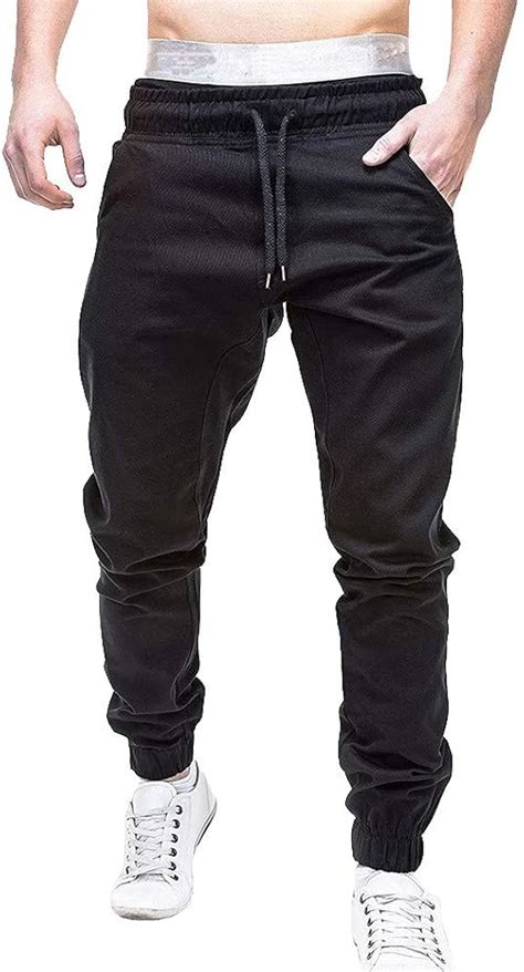 Yamadan Mens Above Ankle Length Cuffed Joggers Elastic Waist Drawstring