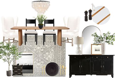 Splurge Vs Save Mood Boards Dining Room Option 3 Black And White