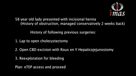 Lap Etep B L Tar For A Large Incisional Hernia Post Open