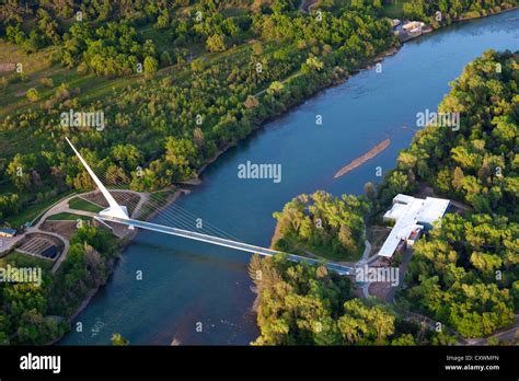 Aerial view of the Sundial Bridge, Redding, California Stock Photo - Alamy