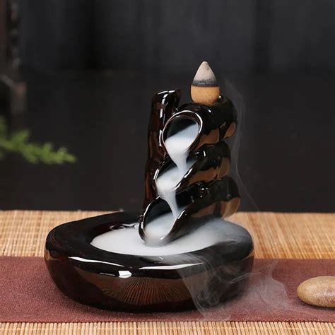 Ceramic Waterfall Backflow Incense Burners Holder Buddha Censer