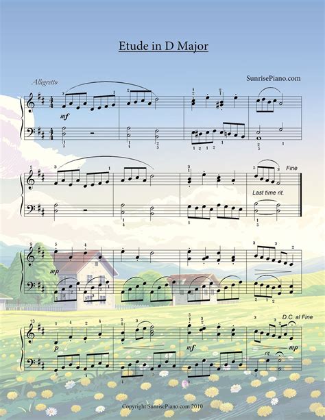 Etude in D Major - Intermediate Piano Sheet Music