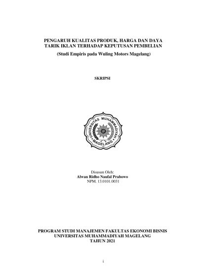 Pengaruh Kualitas Produk Harga Dan Daya Tarik Iklan Terhadap Keputusan