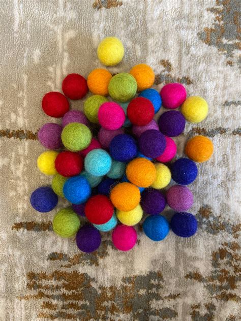 Rainbow Mix 2 5cm 100 Nepalese Wool Felt Ball Pom Poms Etsy UK