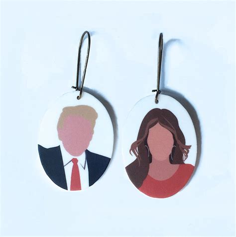 Donald & Melania Trump earrings minimalist portraits | Etsy