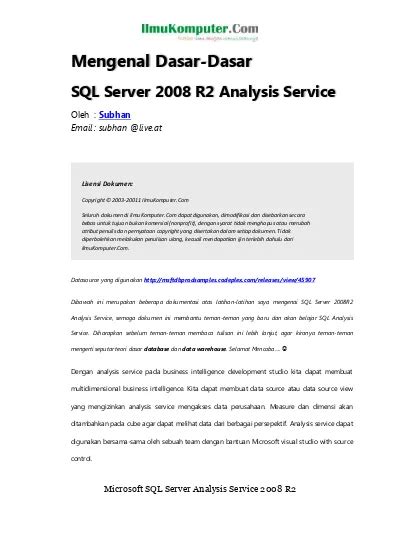 Mengenal Dasar Dasar SQL Server 2008R2 Analysis Service