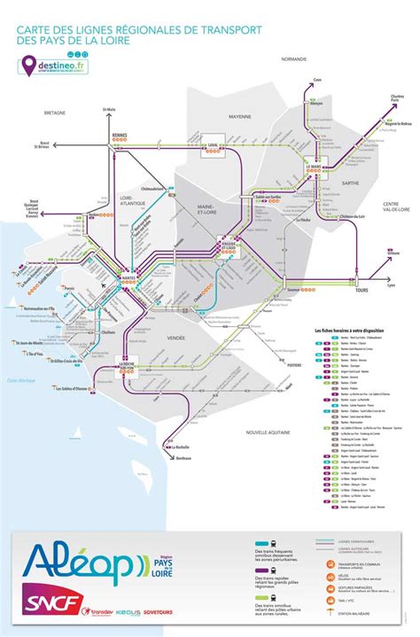 Train map for Pays de la Loire - Freewheeling France