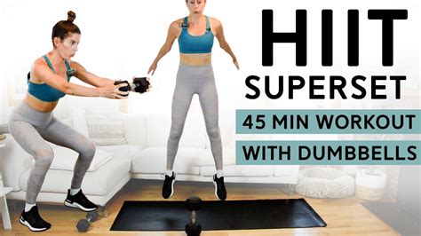 Total Body Hiit Superset Workout 45 Mins Weights Youtube