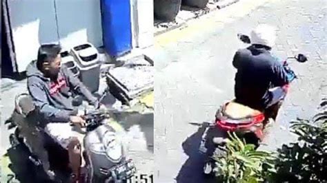 Terekam CCTV 2 Pria Satroni Parkiran SD Di Surabaya Bawa Kabur Motor