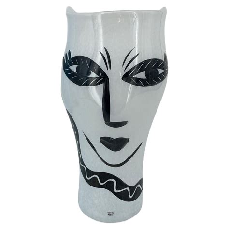 Hand Painted Open Minds Glass Vase By Ulrica Hydman Vallien For Kosta